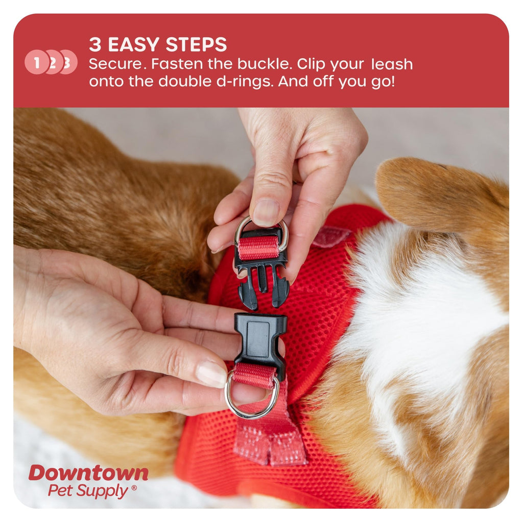 Downtown Pet Supply Step in Dog Harness No Pull, X-Large, Red - Adjustable Harness with Padded Mesh Fabric and Reflective Trim - Buckle Strap Harness for Dogs