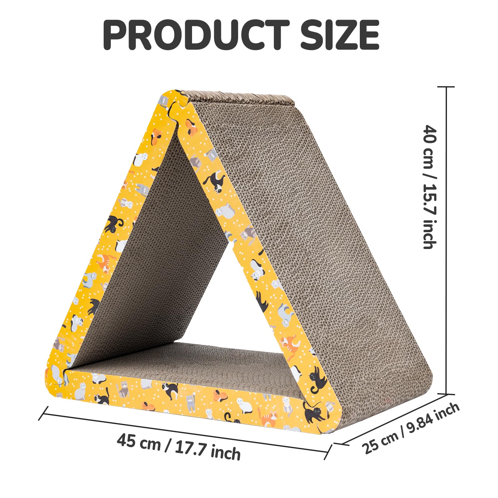 Cat Scratcher, Cat Scratching Board - Foldable Triangle 6-Sided Cardboard
