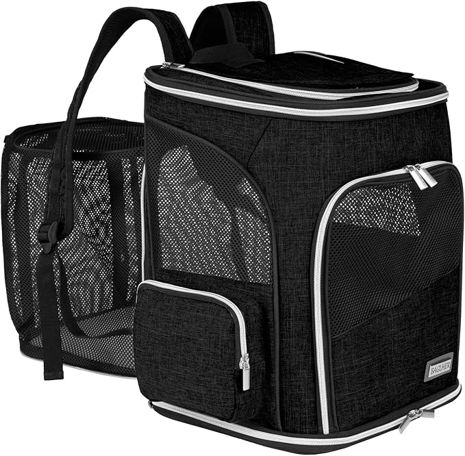 BAGLHER Expandable Pet Carrier Backpack，Pet Backpack for Small Cats Puppies Dogs Bunny, Airline-Approved Ventilate Backpack for Travel, Hiking and Outdoor Use. Purple