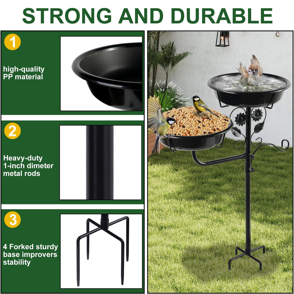32.7 Inch Metal Bird Bath for Outside, Bird Baths for Outdoors, Bird Feeder