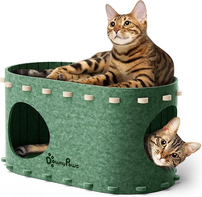 DownyPaws Cat House for Indoor Cats,Peekaboo Cat Bed Cave