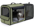 Dog Car Carrier Light Weight 24×17.7×20.5 in, Dog Carrier Easy to Assemble, Dog Car Crate Portable and Breathable, Foldable Pet Carrier for Indoor and Outdoor Use, Dogs Travel Crate with Curtain Brown