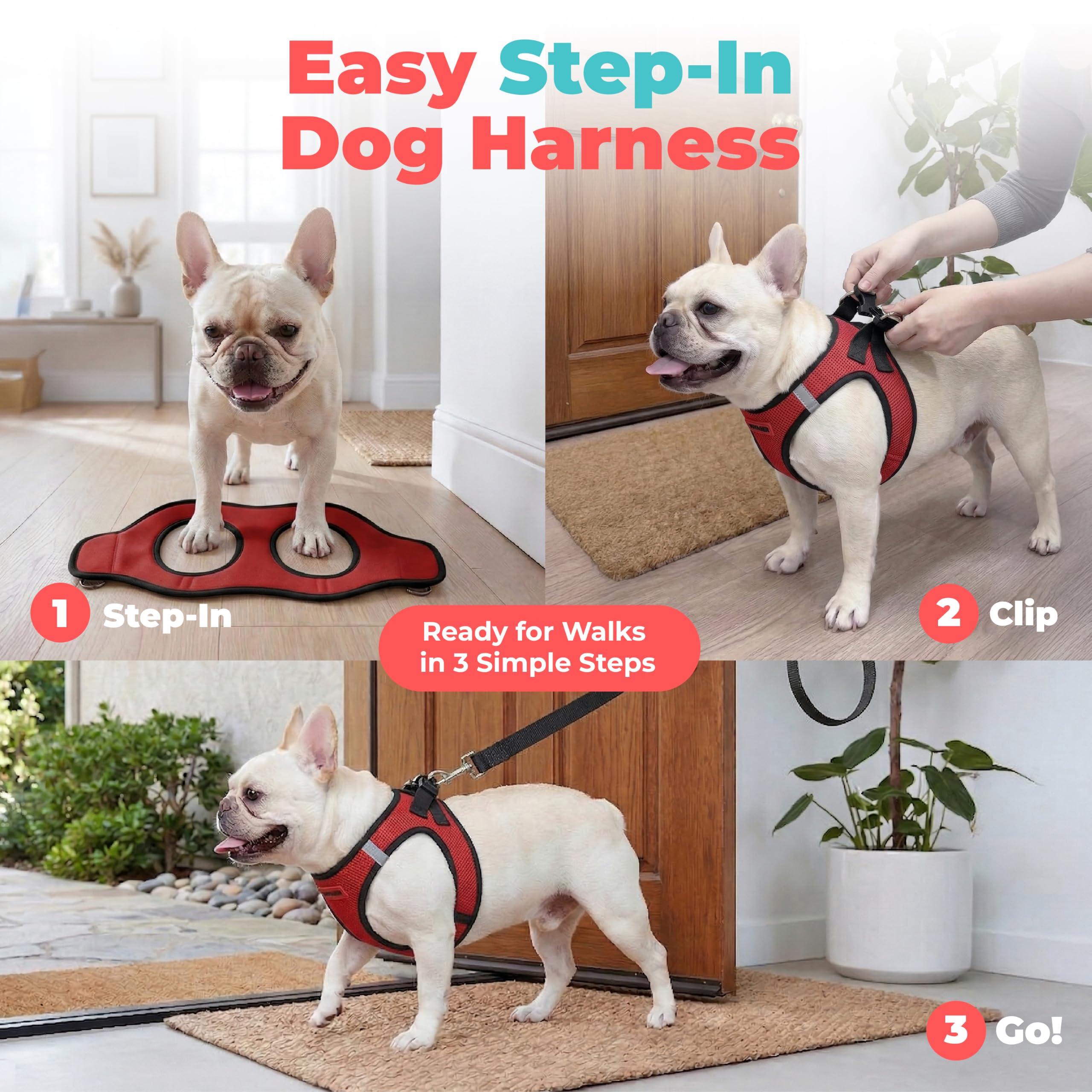 Voyager Step-in Air Dog Vest Harness - Red/Black Trim, Large