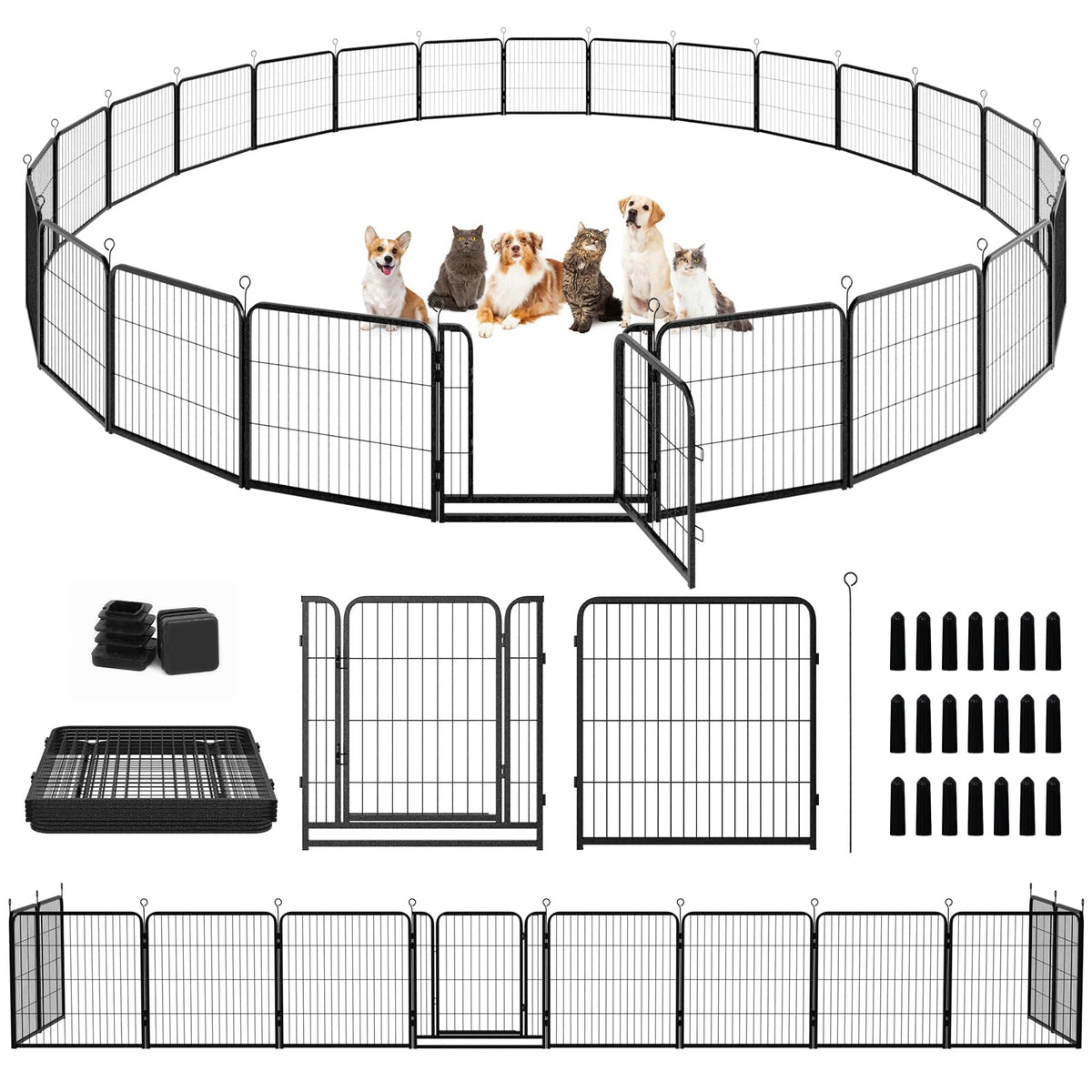 Kfvigoho Dog Playpen Outdoor Extra Wide 16 Panels Heavy Duty Dog Fence 50"