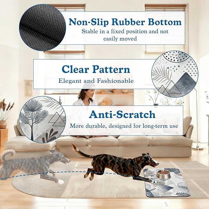 Watercolor Desert Camel Pet Feeding Mat for Floors–Christmas Stocking Absorbent Quick Dry Dog Cat Bowl Mat for Food and Water, Non Slip Waterproof Base, Mess-Free Feeding Accessories 16"x24"