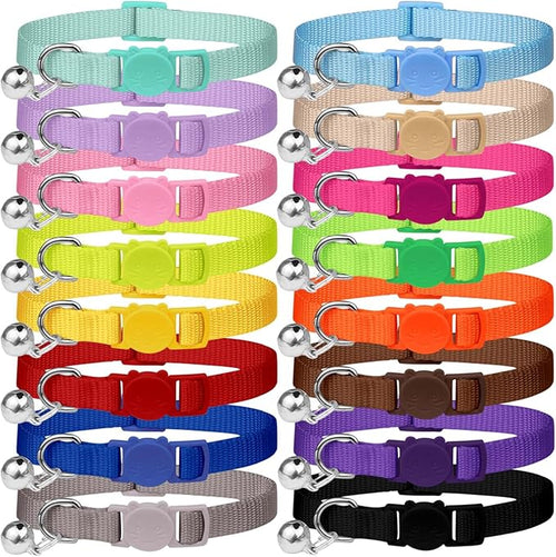 16 PCS Breakaway Cat Collars,Kitten Collar with Bell Cat Collars for Boy Girl Cats Breakaway Collar for Cats Glow in The Dark 6-9 Inch