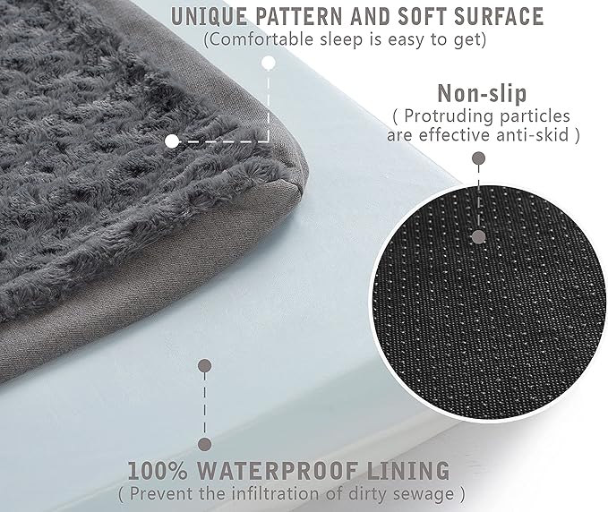 GOHOO PET Orthopedic Memory Foam Bed for Large Dogs, Waterproof Cooling Pet Mats for Crate with Removable Washable Cover,Ideal for Arthritic Dogs, L(35inch,65Lbs)