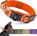 2026 Upgrade Waterproof AirTag Dog Collar, Military Tactical Dog Collar with AirTag Holder, Comfortable Control Handle and Metal Buckle, GPS Dog Collar Holder for Medium to Large Dogs (Orange, M)