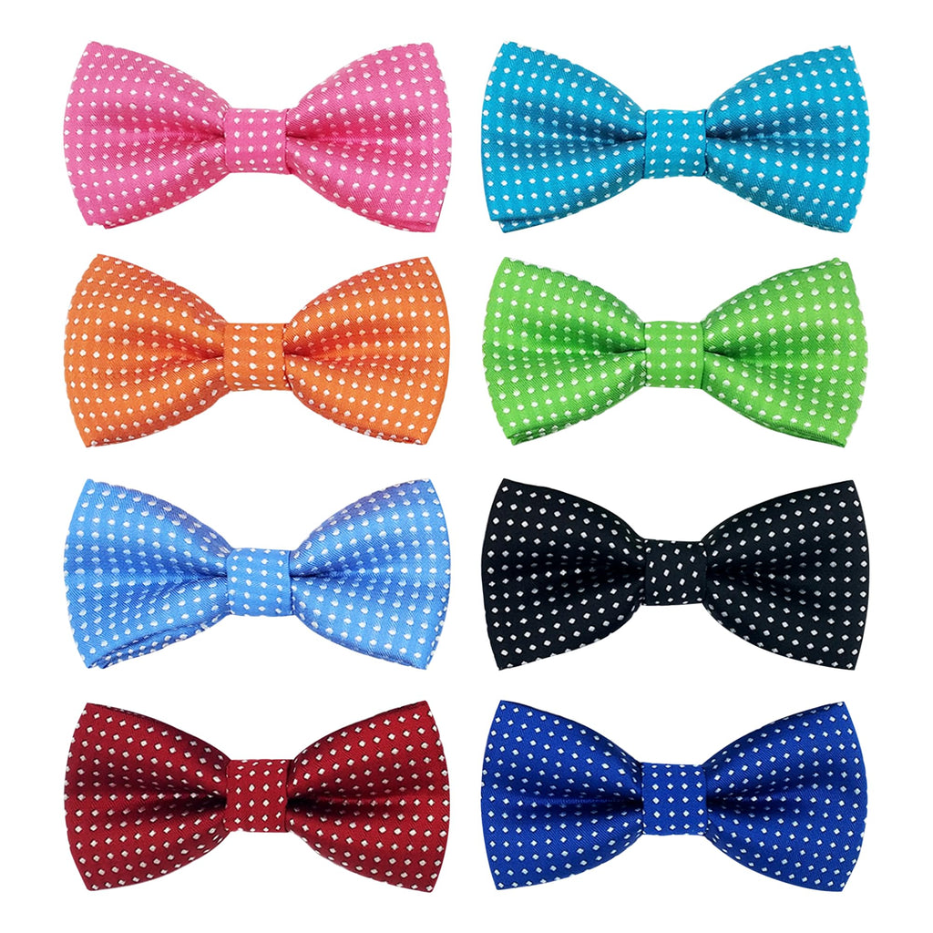 PET SHOW 8 Colors Dot Small Dogs Collar Embellishment Attachment Bow Ties Puppies Cats Collar Charms Accessories Slides Bowties for Birthday Wedding Parties Assorted Pack of 8