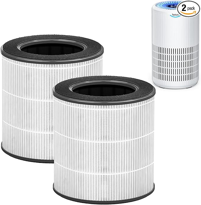 Tailulu 2 Packs D09 Air Purifier Replacement Filter, 3-in-1 True H13 True HEPA Air Cleaner Purifier for Home Large Room Up to 1680 Sq Ft
