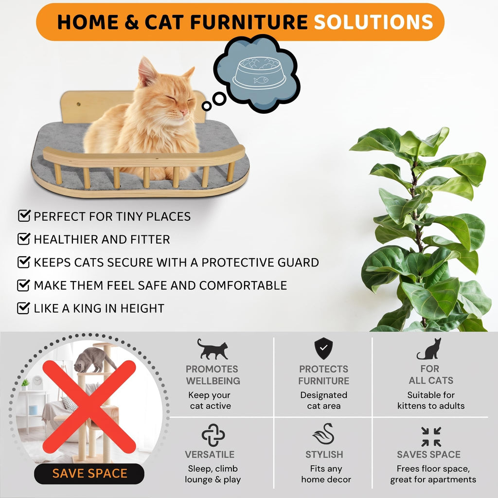 BUOGA Cat Wall Shelves, Modern Cat Wall Furniture for Indoor Cats