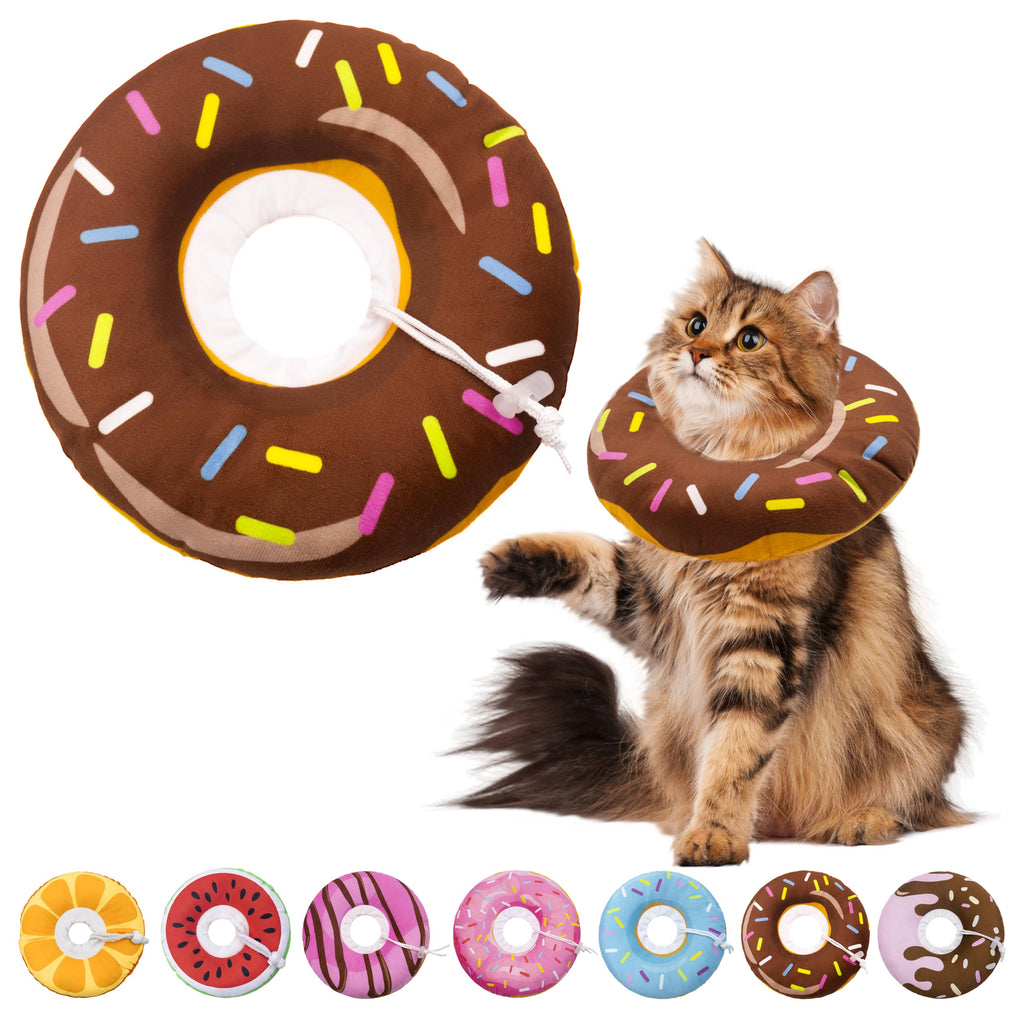 Seyezo Cat Cone Collar Soft, Adjustable Cat Recovery Collars, Donut Brown L