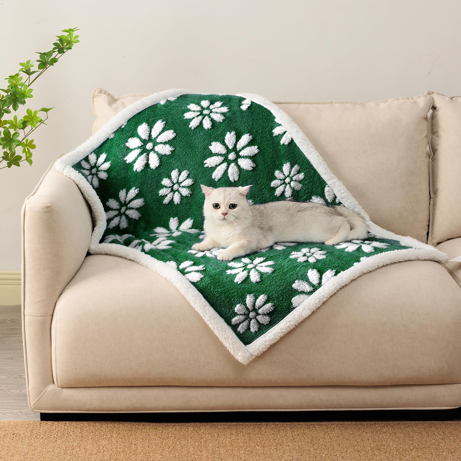 Yaning Cute Waterproof Blanket for Dog Puppy Cat, 30"x40", Green