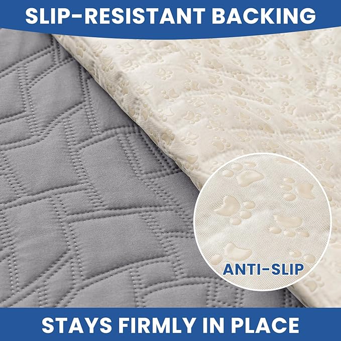 Waterproof Dog Bed Cover Pet Blanket, Soft Couch Cover for Dogs Washable, Non-Slip Dog Blanket Protect Furniture Couch Sofa Car for Puppy Large Dogs Cat (82x120 Inch, Light Grey)