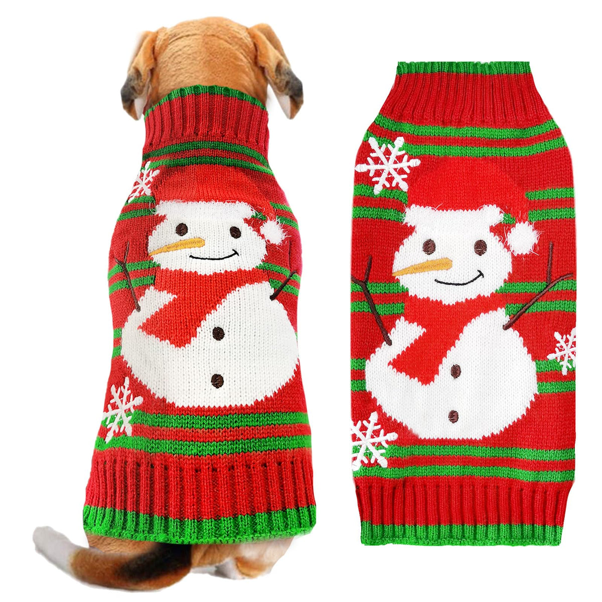 DOGGYZSTYLE Dog Christmas Sweater Xmas Pet Clothes Cute Striped Gingerbread Man Costume Holiday Puppy Cat Jumpers Outfits New Year Gifts for Small Medium Large Dogs(Red Gingerbread Man,XXS)