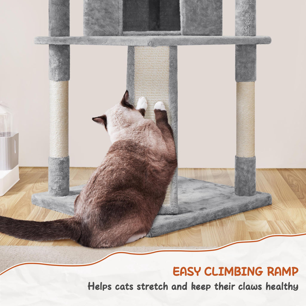 Yaheetech 76in Large Cat Tree Tower, 2 Condos, Sisal Posts & Cat-Ear Perch