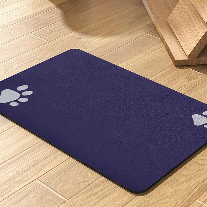 Pet Feeding Mat-Absorbent Dog Mat for Food and Water Bowl-No Stains Quick Dry Water Dispenser Mat-Dog Accessories Pet Supplies-Bowl for Messy Drinkers（BLUEDOGS