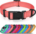 Joytale Small Dog Collar, Reflective and Adjustable Nylon Collar with Quick-Release Buckle, Lightweight No-Choke Design for Small Dogs, Pink, 3/4" Width