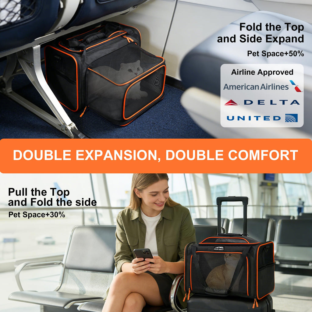 Expandable cat Carrier Soft Sided Airline Approved Pet Carrier Up to 12lbs