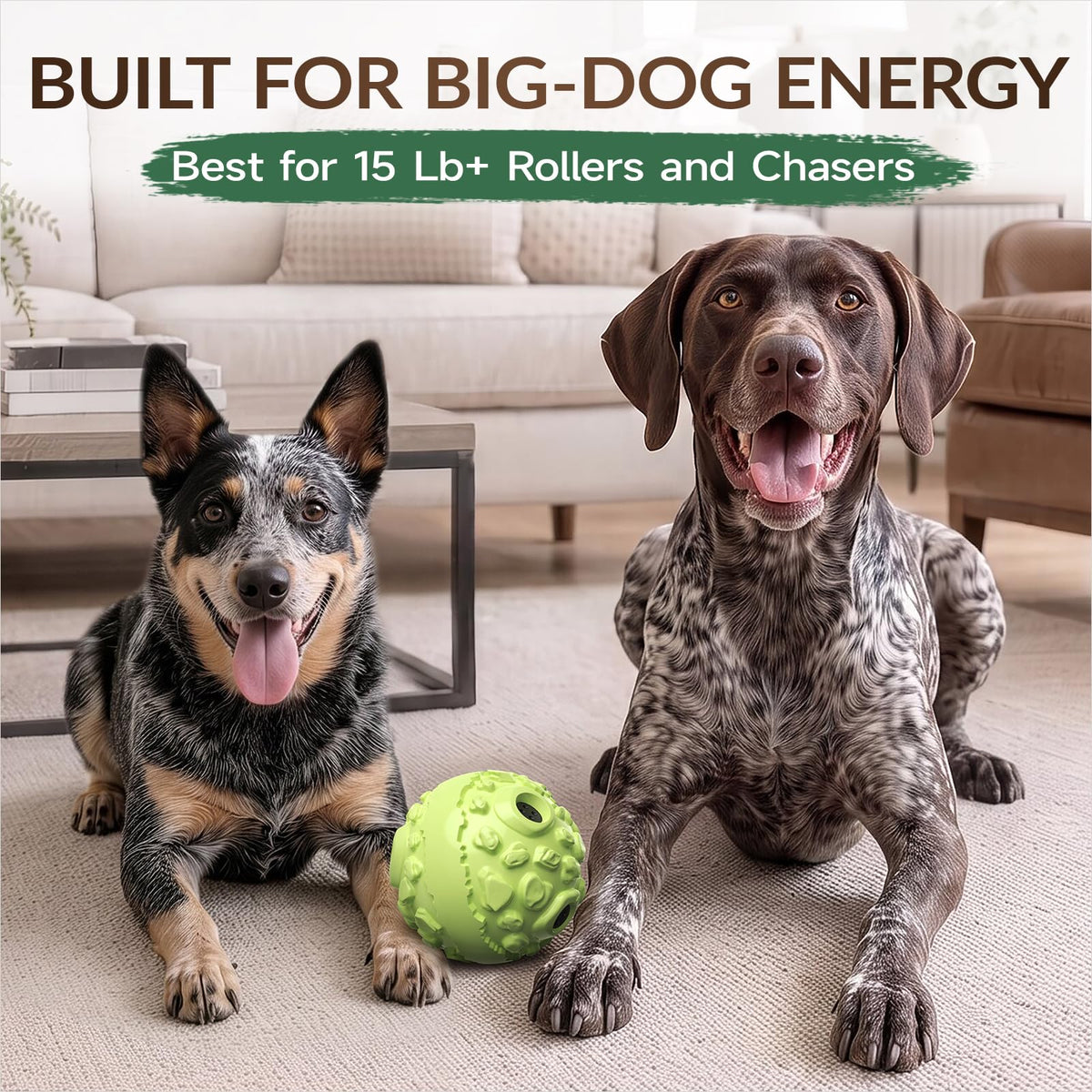KADTC XL Dog Roll Wobble Giggle Ball, Chew Toy for Large Aggressive Chewers