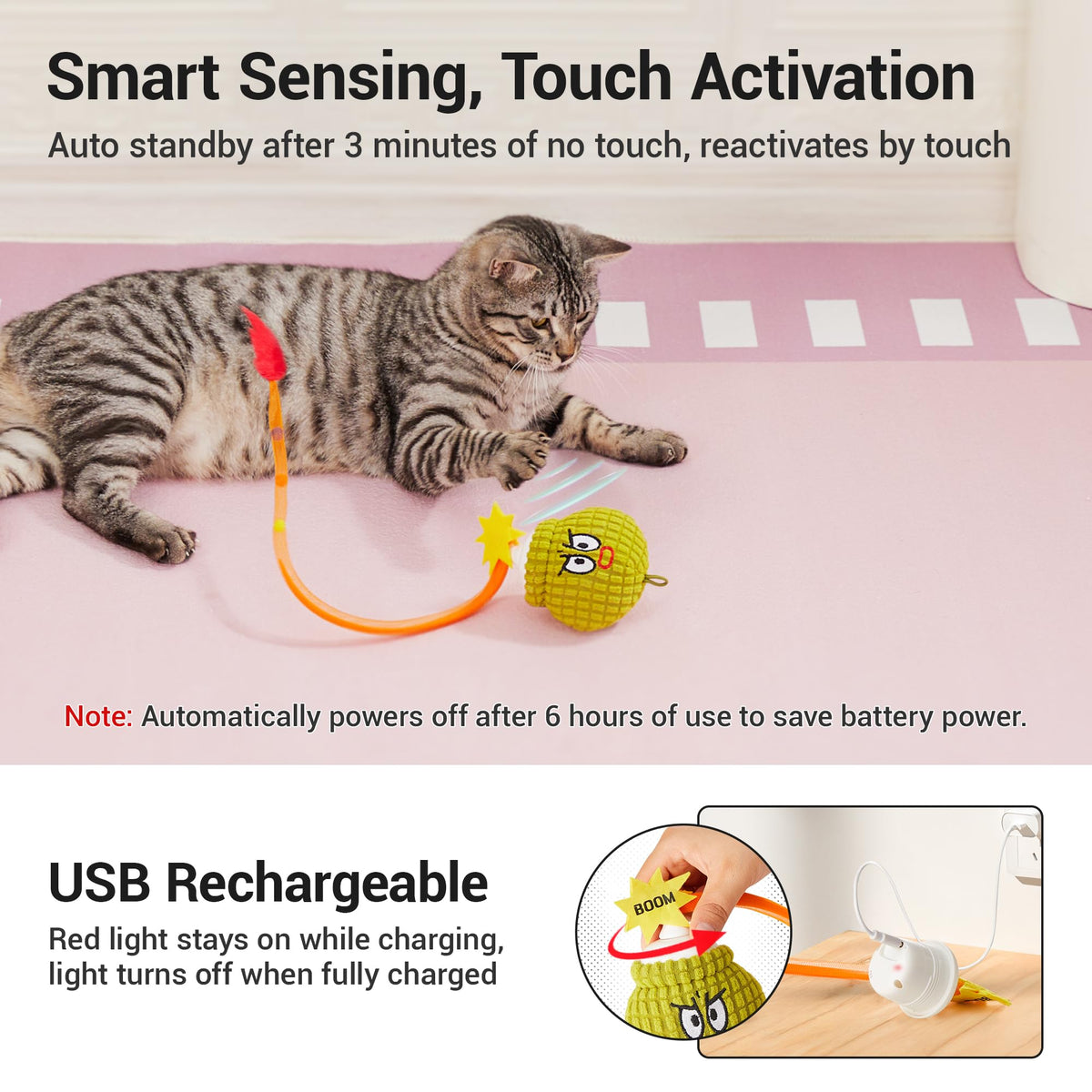 Potaroma Interactive Cat Toy with Motion Sensor, Chirping Sound & Catnip
