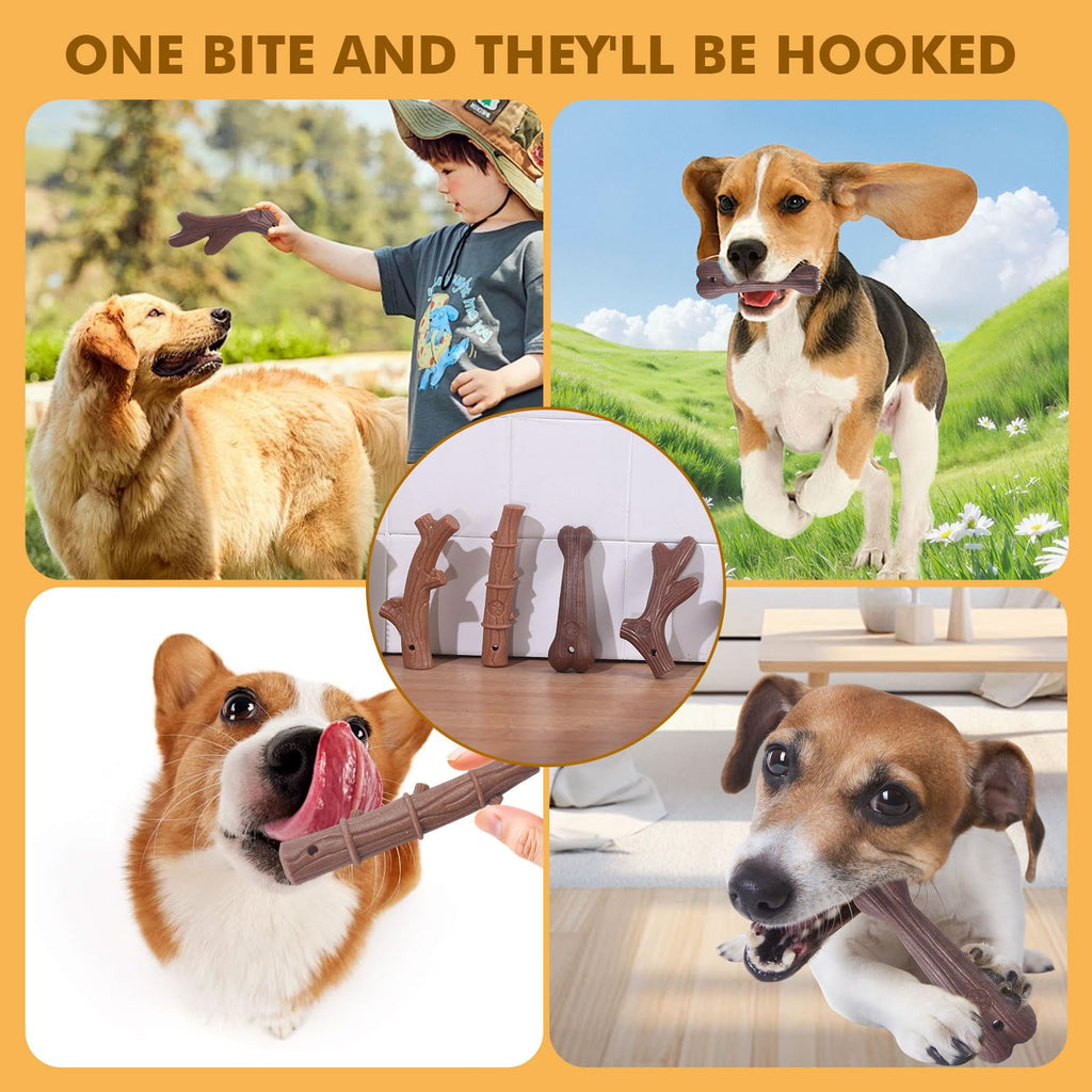 4 Pack Durable Dog Chew Toys for Aggressive Chewers-Puppy Teething Toys, Long-Lasting Dog Bones for Small & Medium Breeds-Indestructible Chew Toys for Dogs to Keep Them Busy & Support Dental Health