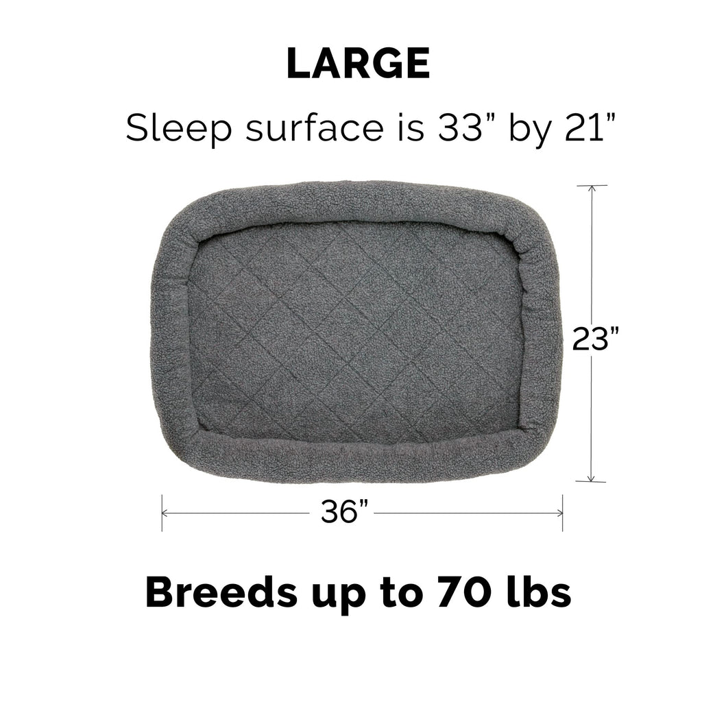 Furhaven Dog Bed for Large/Medium Dogs, 100% Washable, Sized to Fit Crates - Sherpa Fleece Bolster Crate Pad - Gray, Large