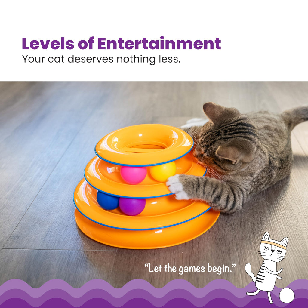 Catstages Tower of Tracks Interactive Cat Toy, 6 Spinning Balls, 10" x 5.3"