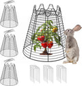 Qaobo 4 Pcs 11.6"×11.6" Plant Protectors from Animals, Sturdy Metal Plant Cages for Outdoor Plants, Reusable Wire Garden Cloches, Plant Protector to Keep Squirrels, Rabbits, Birds, Black