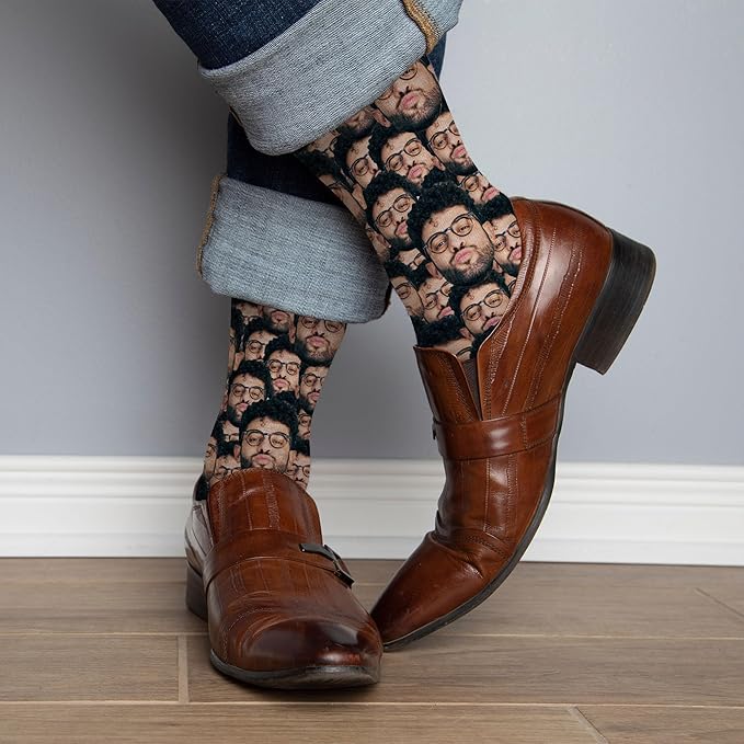 D-Story Custom Face Socks, Personalized Photo Picture on Socks, Unisex Athletic Crew Socks for Men Women