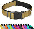PWOD Reflective Dog Collar, Adjustable Soft Neoprene Padded Nylon Pet Collars with Buckle for Puppy and Small Dogs, Cats, Khaki,XS
