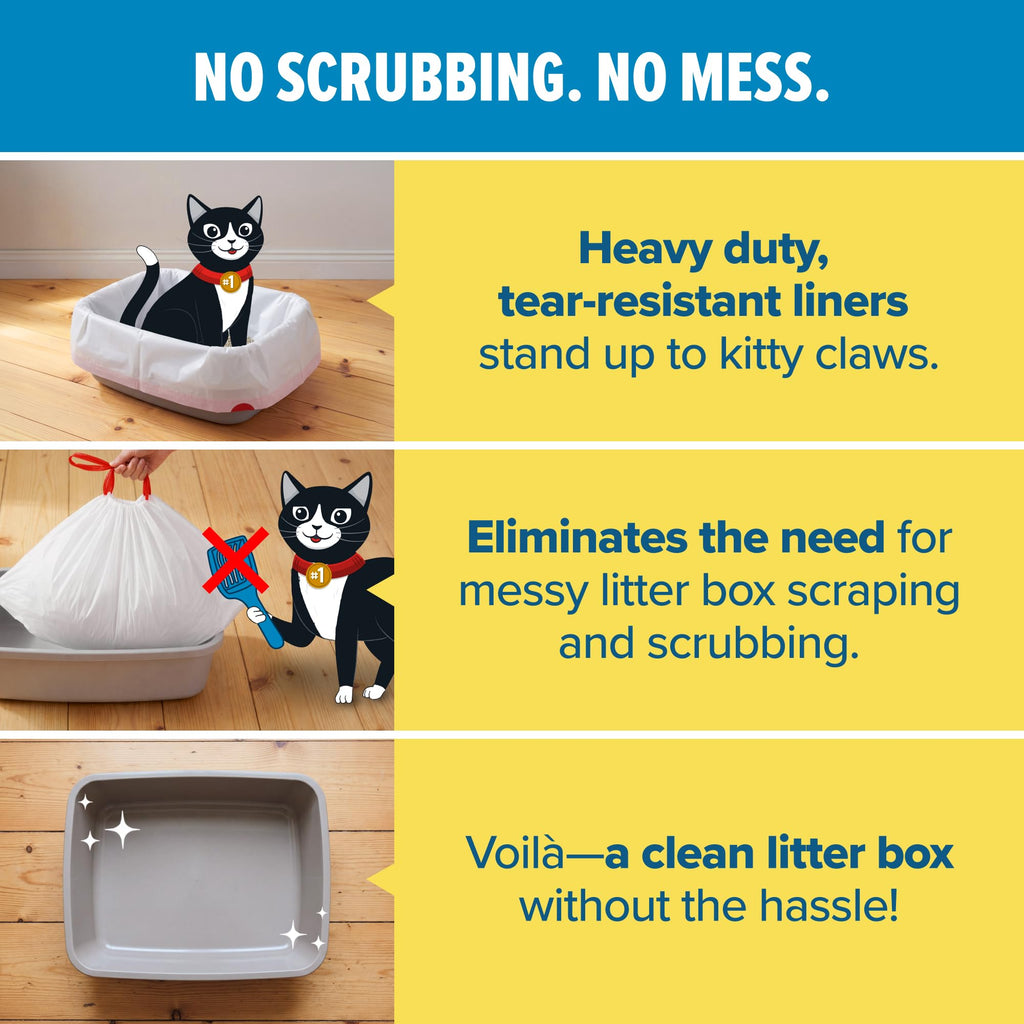 Jonny Cat Litter Box Liners: Heavy Duty - Tear & Leak Resistant - Drawstring Close - Jumbo, 5 Count