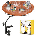 iBorn Bird Bath for Outside,Deck Mounted Bird Bath 12in，Birds Baths for Outdoors with Adjustable Clamp 3.2in，BPA-Free Bowl，360°Swivel & Adjustable Height Bracket，Detachable Birds Baths, Pack of 1