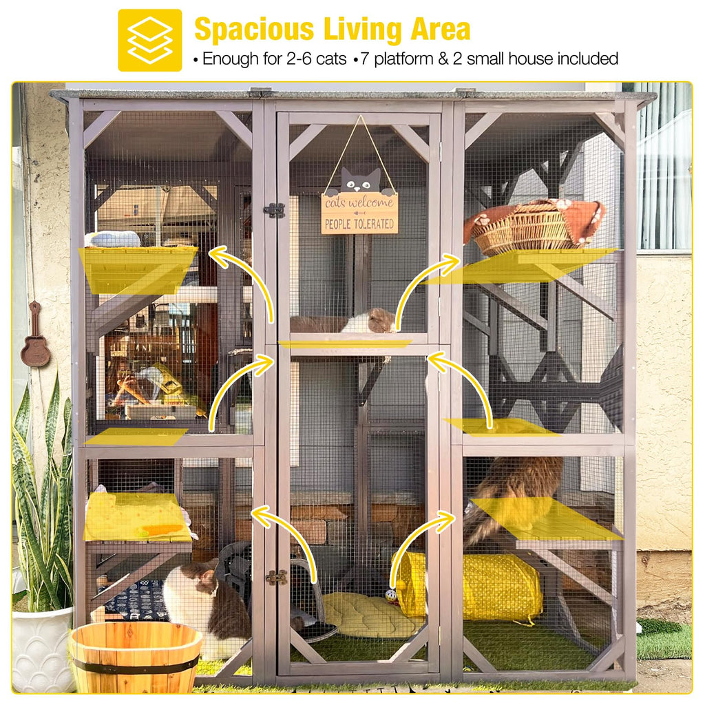 Aivituvin Extra Large Window Catio 5-Level Outdoor Cat Enclosure with Cover