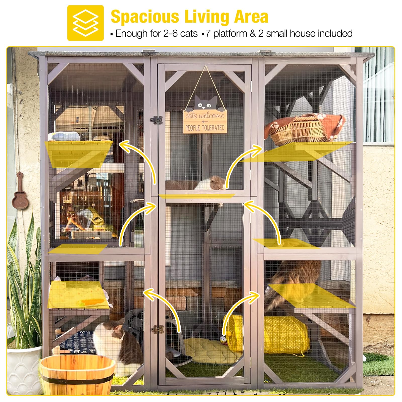 Aivituvin Extra Large Window Catio 5-Level Outdoor Cat Enclosure with Cover
