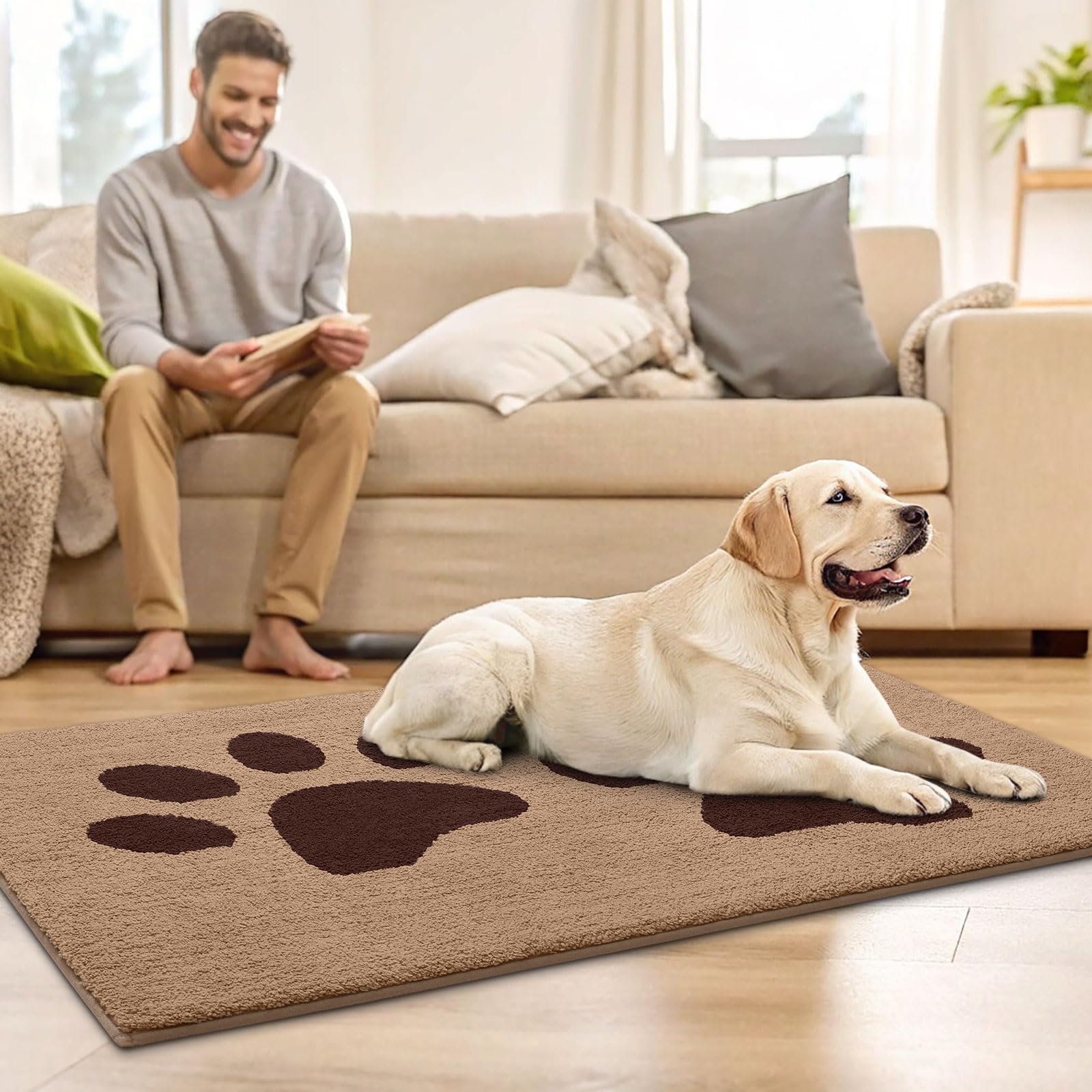 Buganda Dog Door Mat for Muddy Paws 70x24, Absorbent Doormat for Inside
