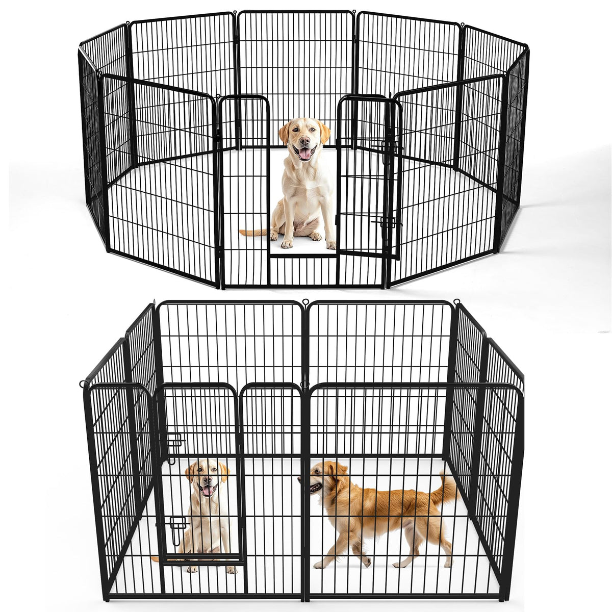 DUMOS Dog Playpen 32 Inch 8 Panels Indoor Outdoor Metal Pet Fence
