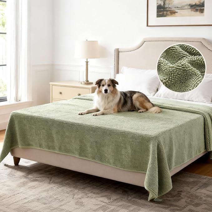 H.VERSAILTEX Non Slip Pet Couch Cover Chenille Dog Bed Protector Thick Soft Sofa Slipcover Pet Friendly Washable Couch Cushion Covers for Pets (30" x 70", Gray)
