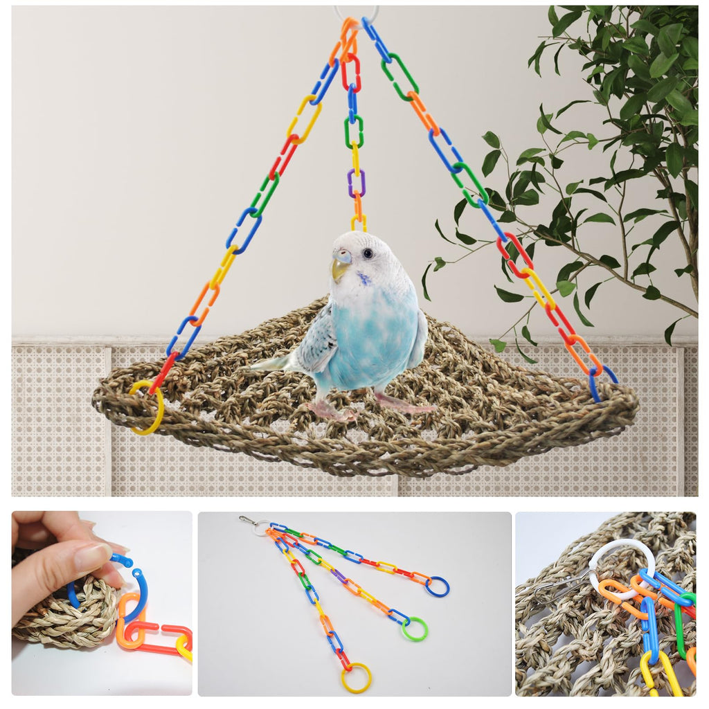 Large Birds Seagrass Mat 16"x12.2"x13.4" Triangle Cockatiel Seagrass Swing