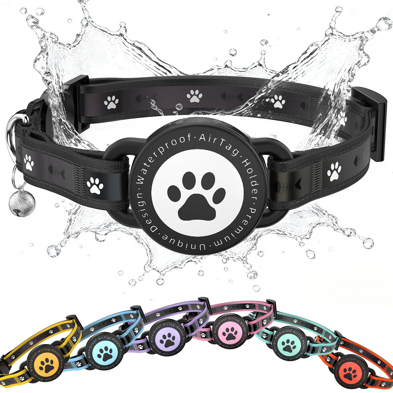 Airtag Cat Collar Breakaway, Reflective Cat Collar with AirTag Holder