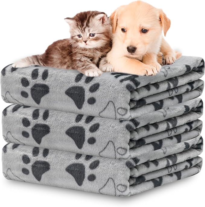 Gowyeg 3 Pack Blanket for Large Dogs Soft Reversible Cute Paw 40"x31"