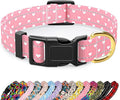 TMOODEL Reflective Dog Collar for Medium Dogs, Cute Adjustable Heavy-Duty Nylon Puppy Collars for Boy and Girl Female, Soft Pet Accessories with Quick Release Buckle, Neck 14-20", Pink Hearts