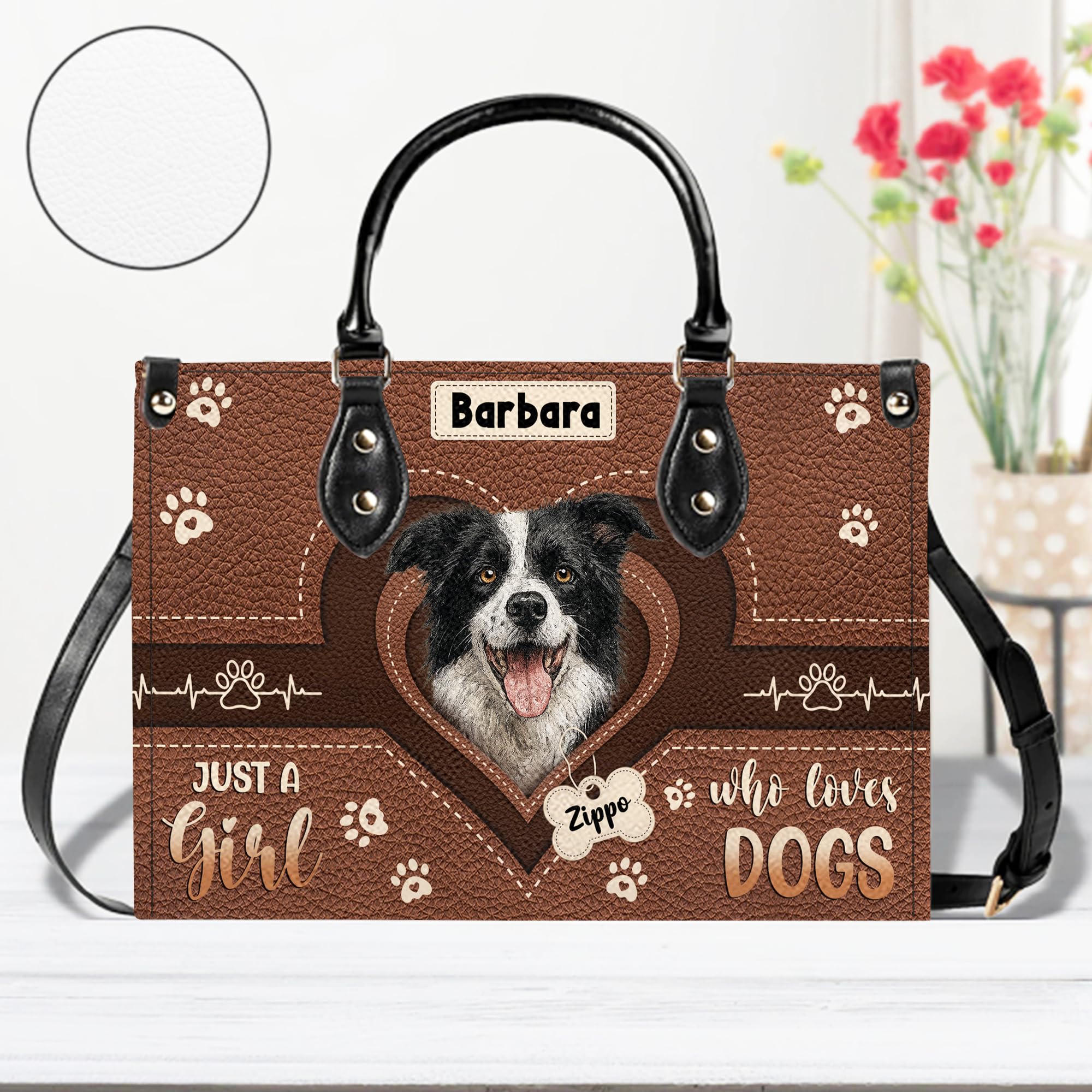 ENCYCOM Personalized Pet Mom Leather Handbag – Custom Name Dog Cat Photo Purse, Pet Lover Gifts for Women, Christmas (Style 5)