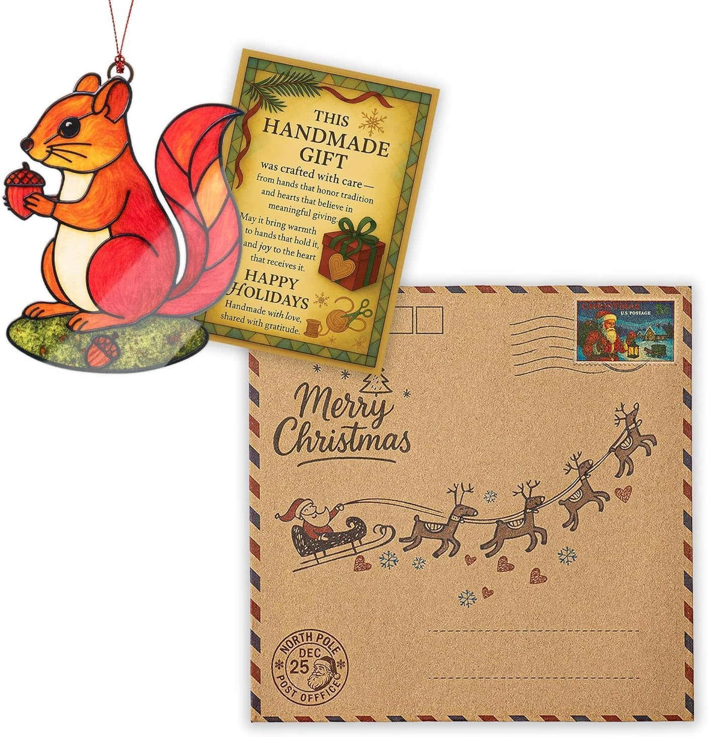 Squirrel Ornament for Tree, Squirrel Christmas Ornaments 2026, Animal Christmas Ornaments, Squirrel Gifts for Women, Woodland Creature Christmas Decor, Suncatcher Holiday Animal Ornaments for Tree