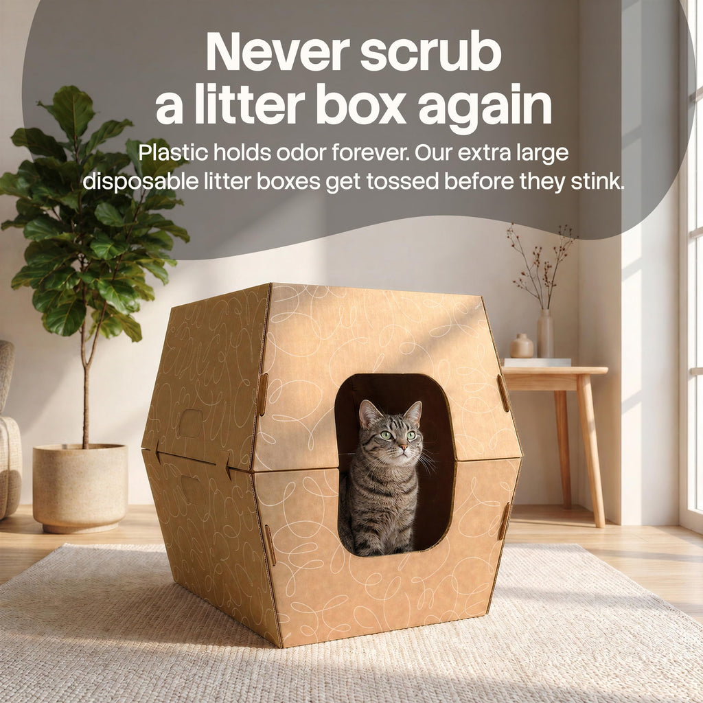 Cats Desire Disposable Cat Litter Boxes with High Sides - 15 Boxes - Extra Large Leak-Resistant, Use Open or Enclosed - Cardboard Litter Boxes - Made in USA, 15pk