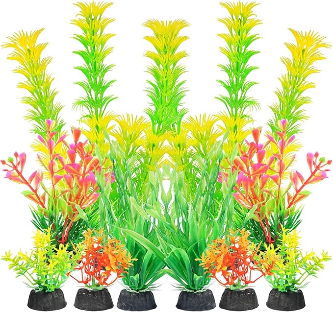 AQUANEAT Artificial Fish Tank Plants, Aquarium Decorations, 10pcs