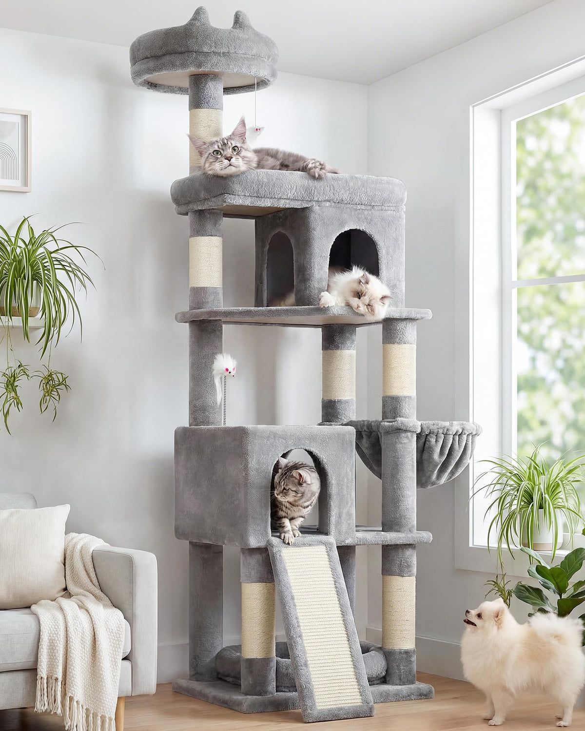 Globlazer S72 Heavy Duty Cat Trees for Large Cats 20 lbs+, Light Grey
