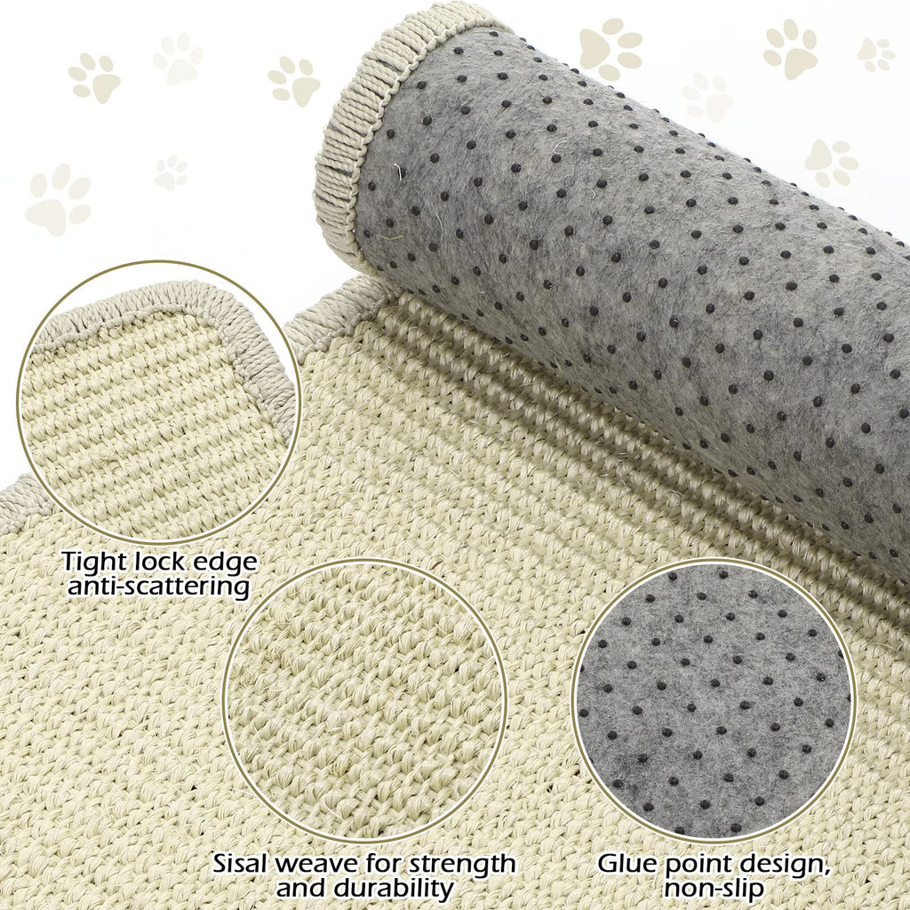 Riakrum 2 Pack Large Cat Scratch Pad Sisal Mat 32 x 16 Inches,Beige