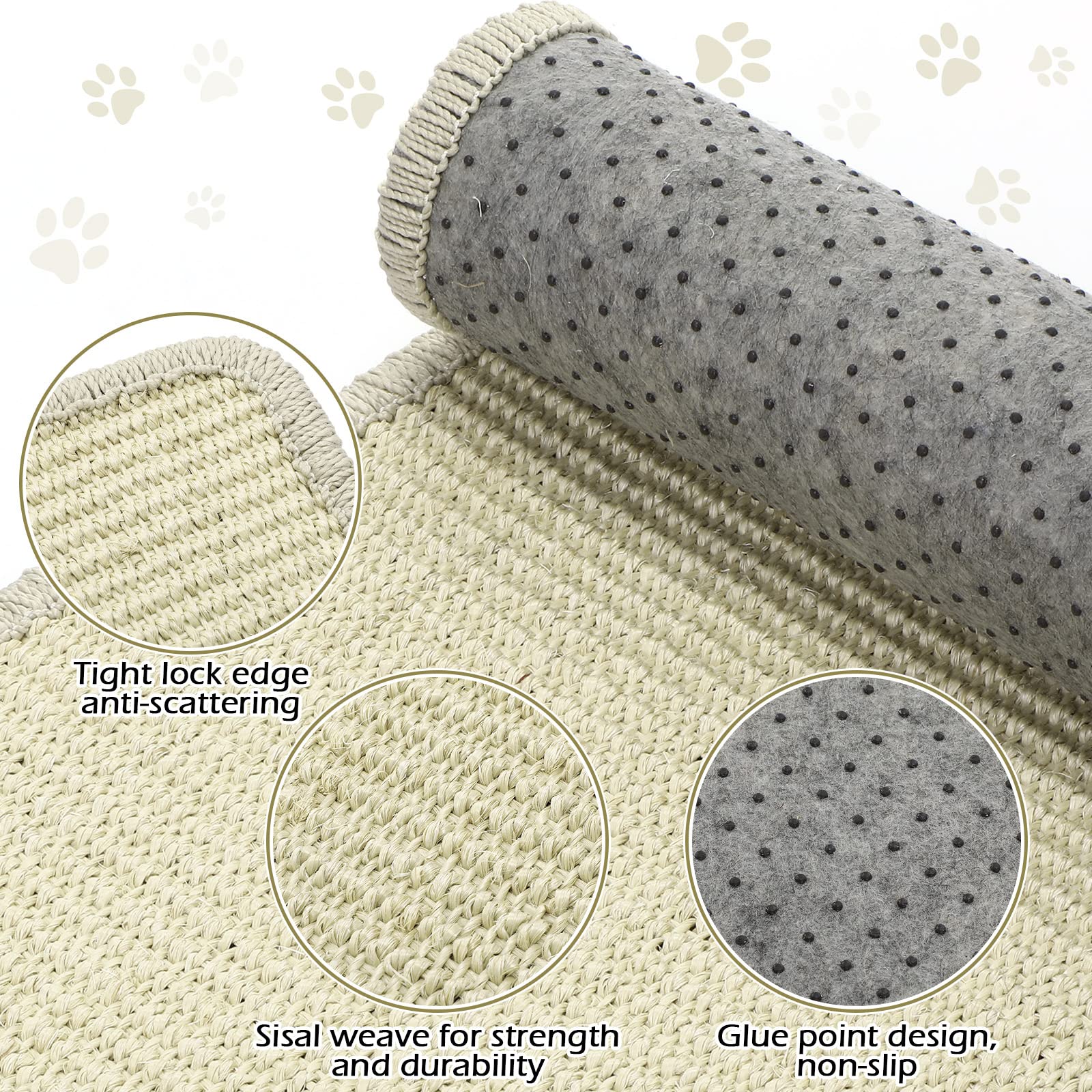 Riakrum 2 Pack Large Cat Scratch Pad Sisal Mat 32 x 16 Inches,Beige