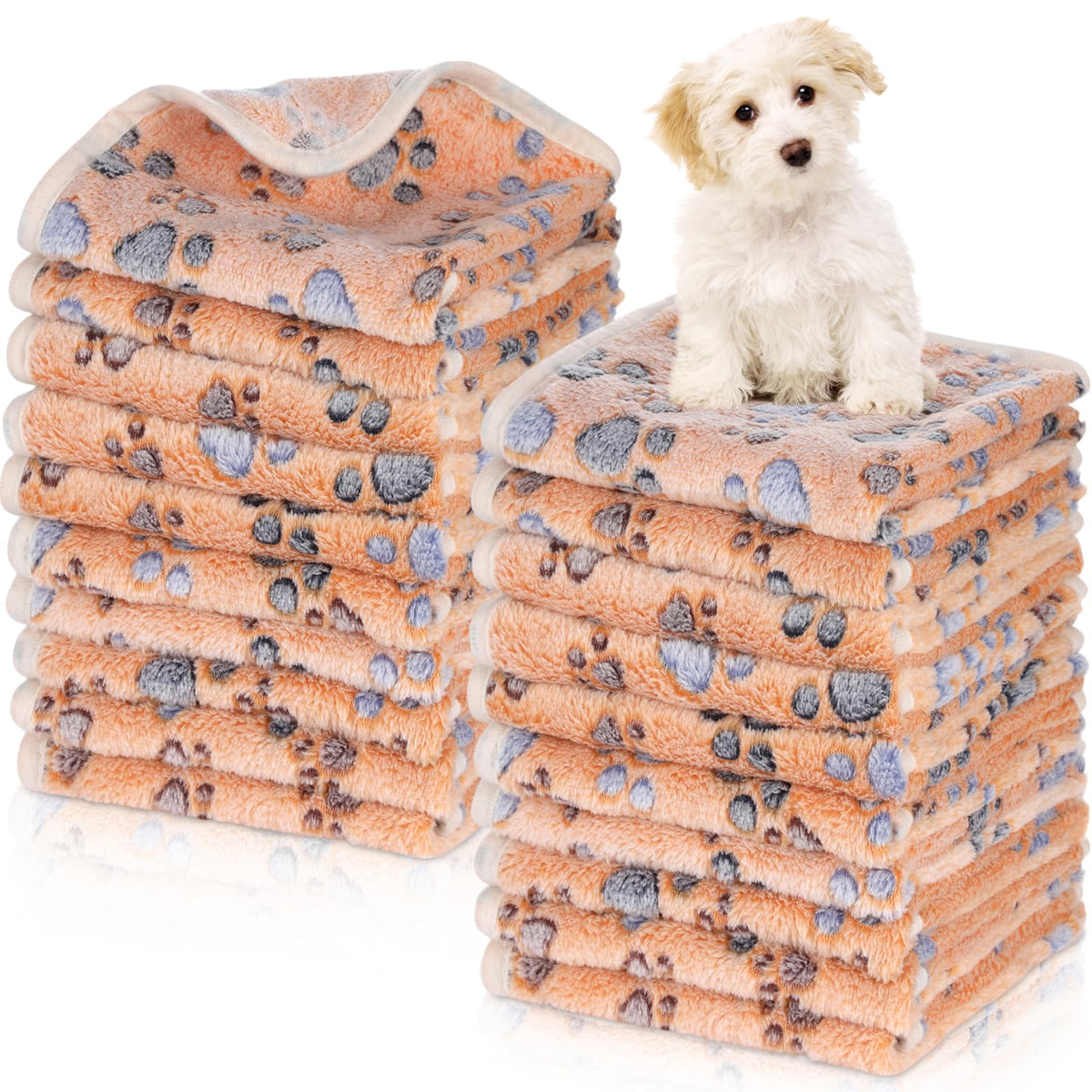 Chumia 40 Pcs Dog Blankets, White, Paw